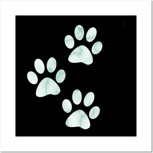 Blue Teal Marble Paws Posters and Art
